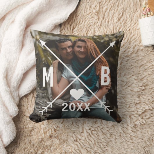 Aangepaste Monogrammen Liefde Hart Pijlen 2025 Kussen (Deken)