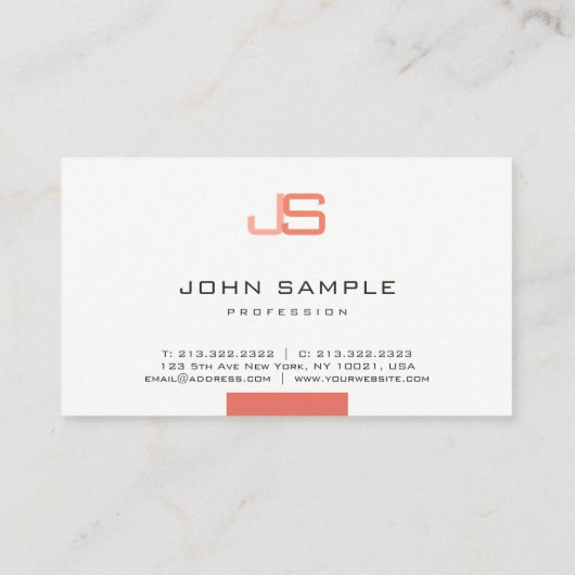 Aangepaste monogrammen Moderne Elegant Sjabloon Visitekaartje (Achterkant)