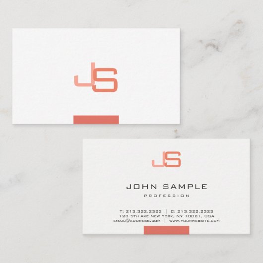 Aangepaste monogrammen Moderne Elegant Sjabloon Visitekaartje (Voorkant / Achterkant)