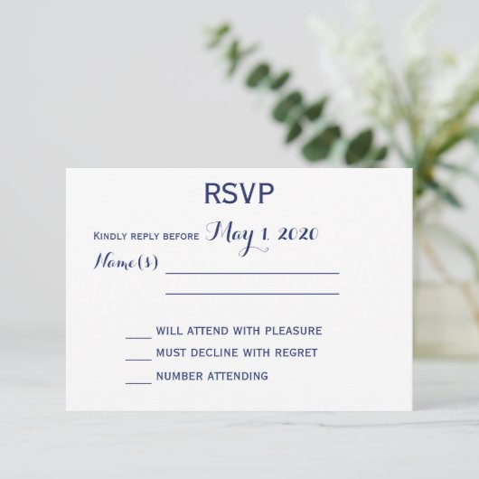 Aangepaste monogrammen Nautical Wedding RSVP Kaart (Staand voorkant)