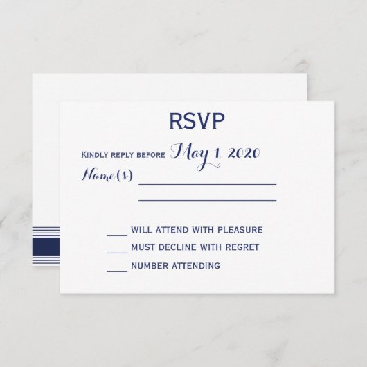 Aangepaste monogrammen Nautical Wedding RSVP Kaart (Voorkant / Achterkant)