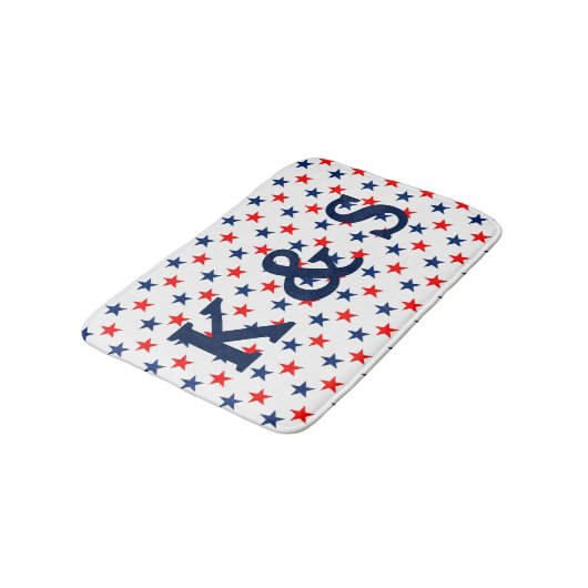 Aangepaste monogrammen patriottische rode en blauw badmat (Gekanteld)