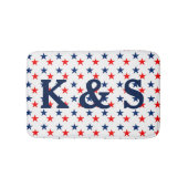 Aangepaste monogrammen patriottische rode en blauw badmat (Voorkant)