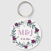 Aangepaste monogrammen voor pasgehuwden en huwelij sleutelhanger (Achterkant)
