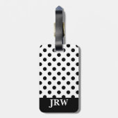 Aangepaste monogrammen zwarte en witte pooldot bagagelabel (Achterkant verticaal)