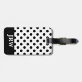 Aangepaste monogrammen zwarte en witte pooldot bagagelabel (Achterkant horizontaal)