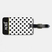 Aangepaste monogrammen zwarte en witte pooldot bagagelabel (Achterkant horizontaal)