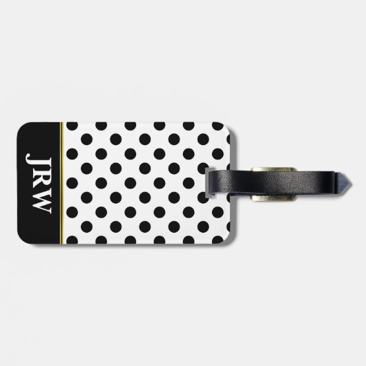 Aangepaste monogrammen zwarte en witte pooldot bagagelabel (Achterkant horizontaal)