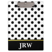 Aangepaste monogrammen zwarte en witte pooldot klembord (Voorkant)