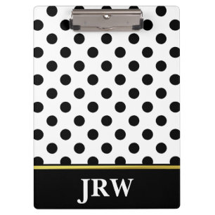 Aangepaste monogrammen zwarte en witte pooldot klembord