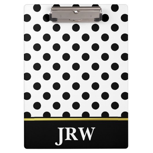 Aangepaste monogrammen zwarte en witte pooldot klembord (Voorkant)