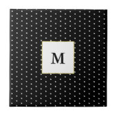 Aangepaste monogrammen zwarte en witte pooldot tegeltje (Voorkant)