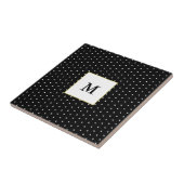 Aangepaste monogrammen zwarte en witte pooldot tegeltje (Zijkant)