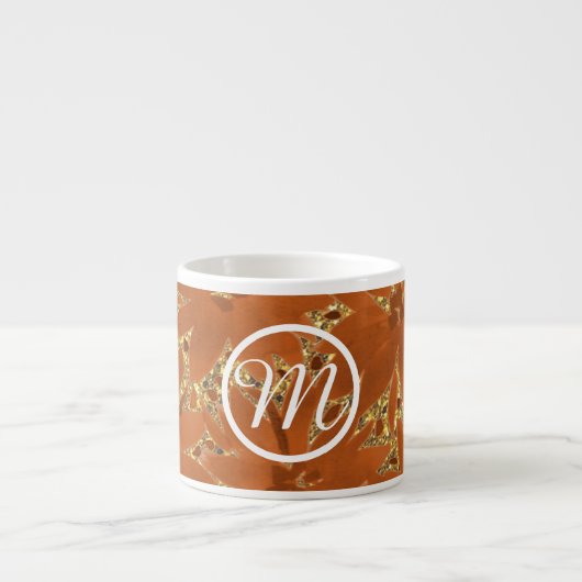 Aangepaste monogrammus Gold Sparkle Espresso Kop (Voorkant)