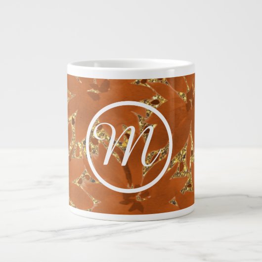 Aangepaste monogrammus Gold Sparkle Grote Koffiekop (Voorkant)
