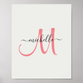 Aangepaste monogramnaam afdrukken | Chique 8 "x10" Poster (Voorkant)