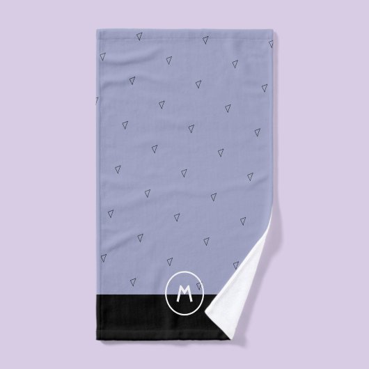 Aangepaste monogramnaam eenvoudig blauw zwart mini handdoek (Handdoek)