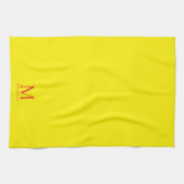 Aangepaste Monogramnaam Elegant Helder Geel & Rood Theedoek (Horizontaal)