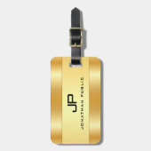 Aangepaste monogramnaam gouden glans sjabloon bagagelabel (Voorkant verticaal)