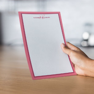 Aangepaste monogramnaam initiëlen magenta blosrand briefpapier