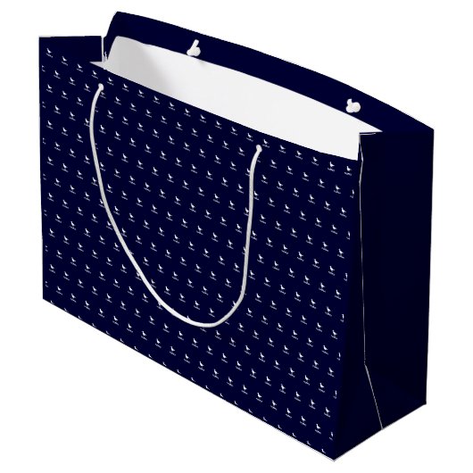 Aangepaste monogramnaam Navy Blue Sandpiper Bird Groot Cadeauzakje (Achterkant Gekanteld)