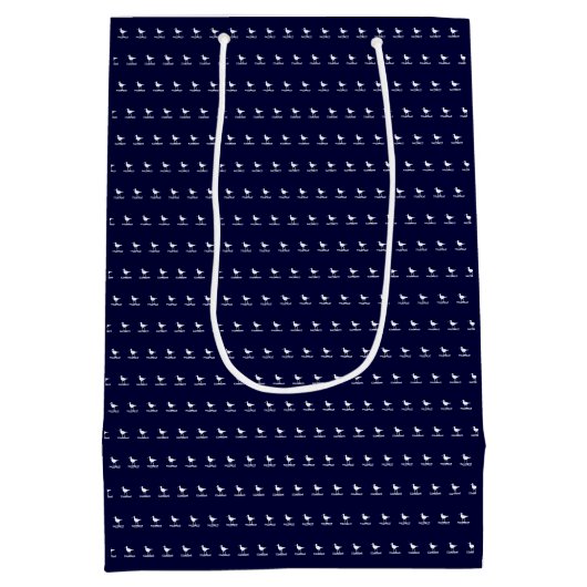 Aangepaste monogramnaam Navy Blue Sandpiper Bird Medium Cadeauzakje (Achterkant)