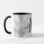 Aangepaste monogramnaam realistisch ontwerp in wit mok (Links)
