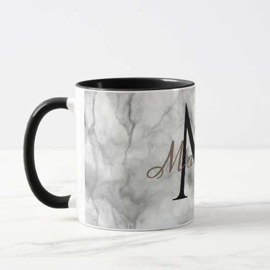 Aangepaste monogramnaam realistisch ontwerp in wit mok (Links)