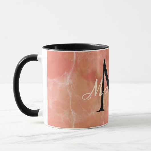 Aangepaste monogramnaam realistisch ontwerp in wit mok (Links)