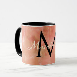 Aangepaste monogramnaam realistisch ontwerp in wit mok