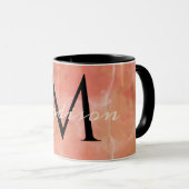 Aangepaste monogramnaam realistisch ontwerp in wit mok (Voorkant rechts)