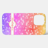 Aangepaste monogramnaam Regenboog Hart Bokeh Kunst Case-Mate iPhone Case (Achterkant (horizontaal))