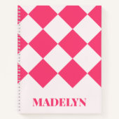 Aangepaste monogramnaam Roze & Witte Geometrisch  Notitieboek (Voorkant)