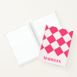 Aangepaste monogramnaam Roze & Witte Geometrisch Notitieboek