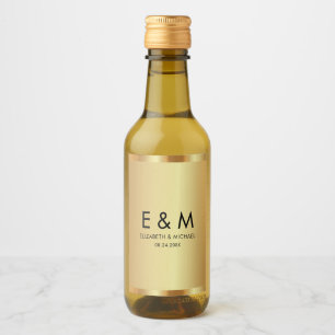 Aangepaste Monogramtekst Sla de Datum Op Elegant G Wijn Etiket