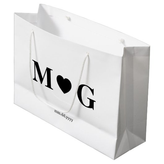 Aangepaste monogramzak voor koppels grote cadeauta groot cadeauzakje (Voorkant Gekanteld)