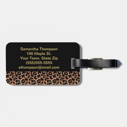 Aangepaste monongrammen van het Leopard Pattern Bagagelabel (Achterkant horizontaal)