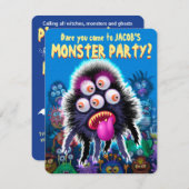 Aangepaste Monster Halloween Party-uitnodiging - B (Voorkant / Achterkant)