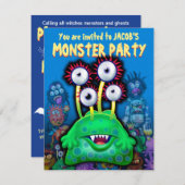 Aangepaste Monster Halloween Party-uitnodiging - B (Voorkant / Achterkant)