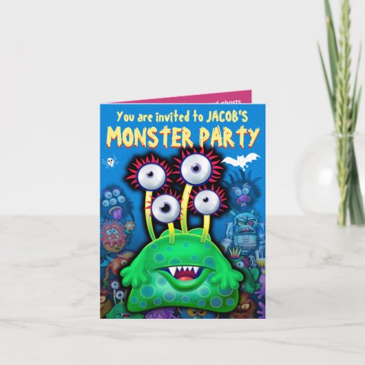 Aangepaste Monster Halloween Party-uitnodiging - B Kaart (Voorkant)