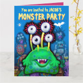 Aangepaste Monster Halloween Party-uitnodiging - B Kaart (Gele Bloem)
