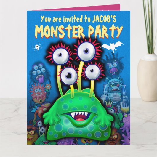 Aangepaste Monster Halloween Party-uitnodiging - B Kaart (Voorkant)