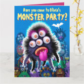 Aangepaste Monster Halloween Party uitnodiging - G (Gele Bloem)
