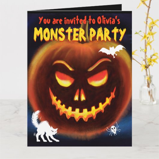 Aangepaste Monster Halloween Party uitnodiging - P (Gele Bloem)