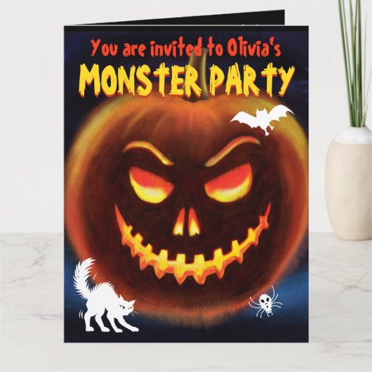 Aangepaste Monster Halloween Party uitnodiging - P (Voorkant)