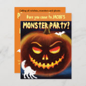 Aangepaste Monster Halloween Party uitnodiging - P (Voorkant / Achterkant)
