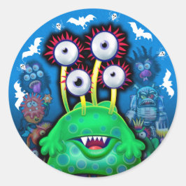 Aangepaste Monster Halloween Sticker. Ronde Sticker