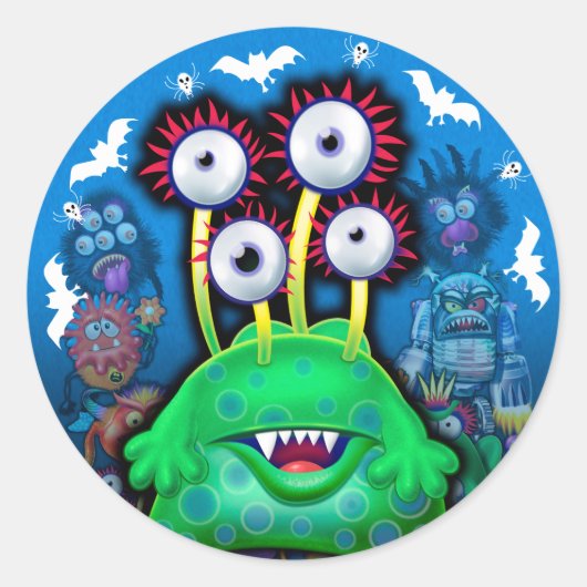 Aangepaste Monster Halloween Sticker. Ronde Sticker (Voorkant)