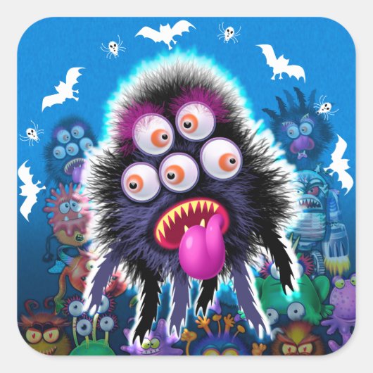 Aangepaste Monster Halloween Sticker. Vierkante Sticker (Voorkant)