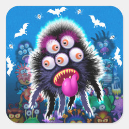 Aangepaste Monster Halloween Sticker. Vierkante Sticker